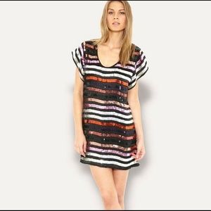 French Connection Sequin Multi Stripes Mini Dress Size 12